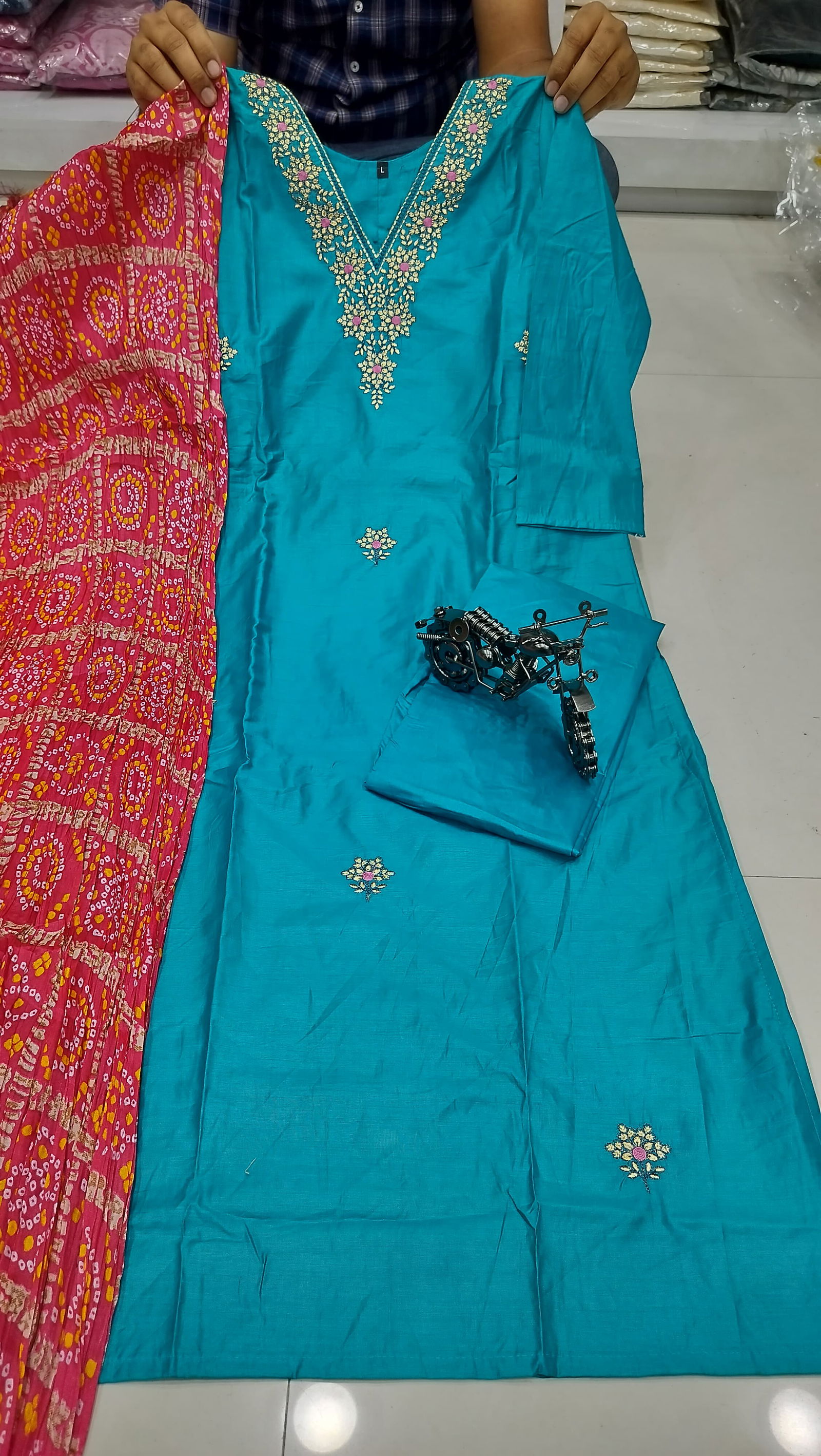 Virat Designer V Neck Kurti With Bottom Dupatta Catalog